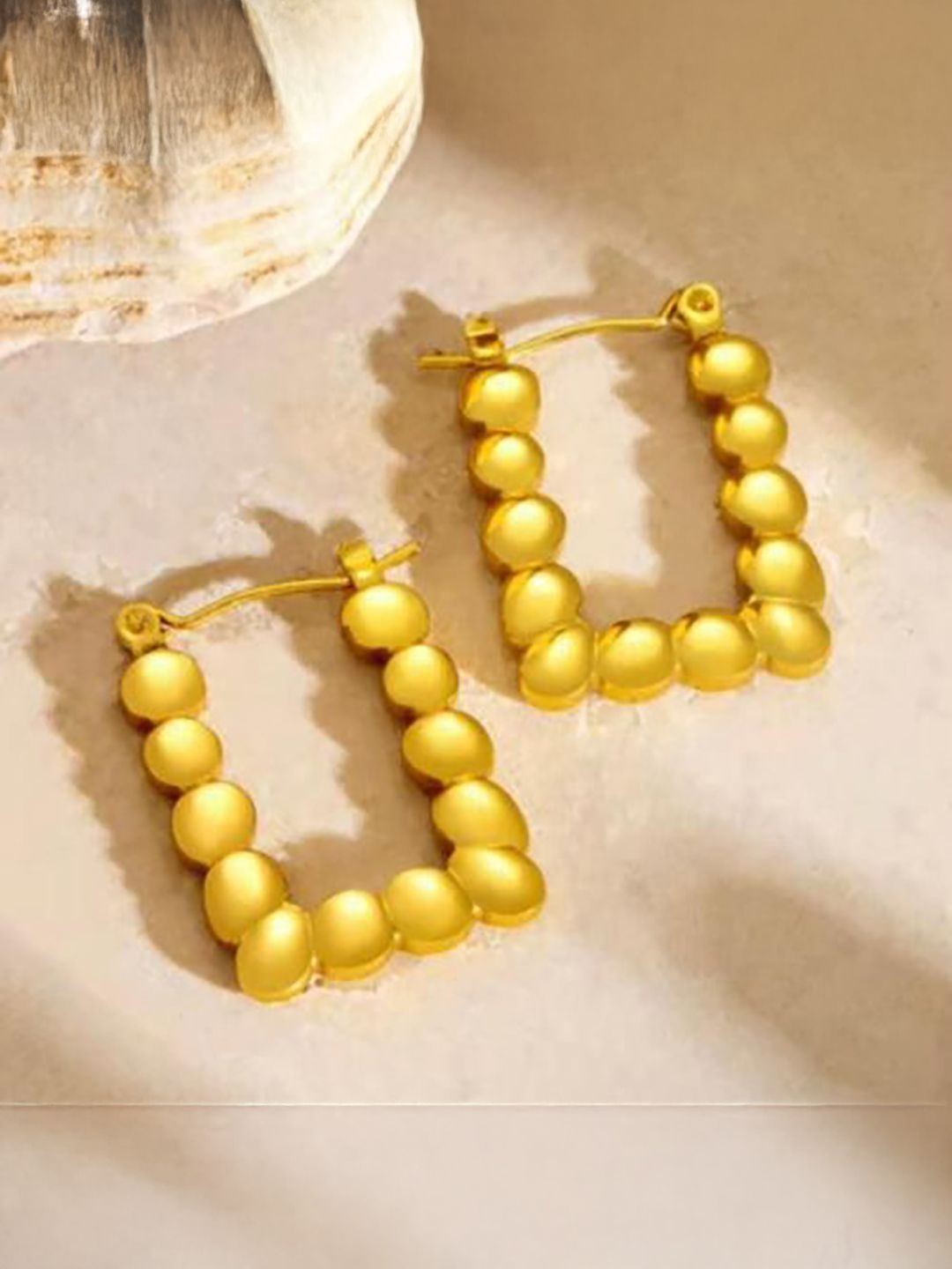 DressBerry Stainless Steel 18K Gold Plated Square Shaped Hoop Earrings-picture-26