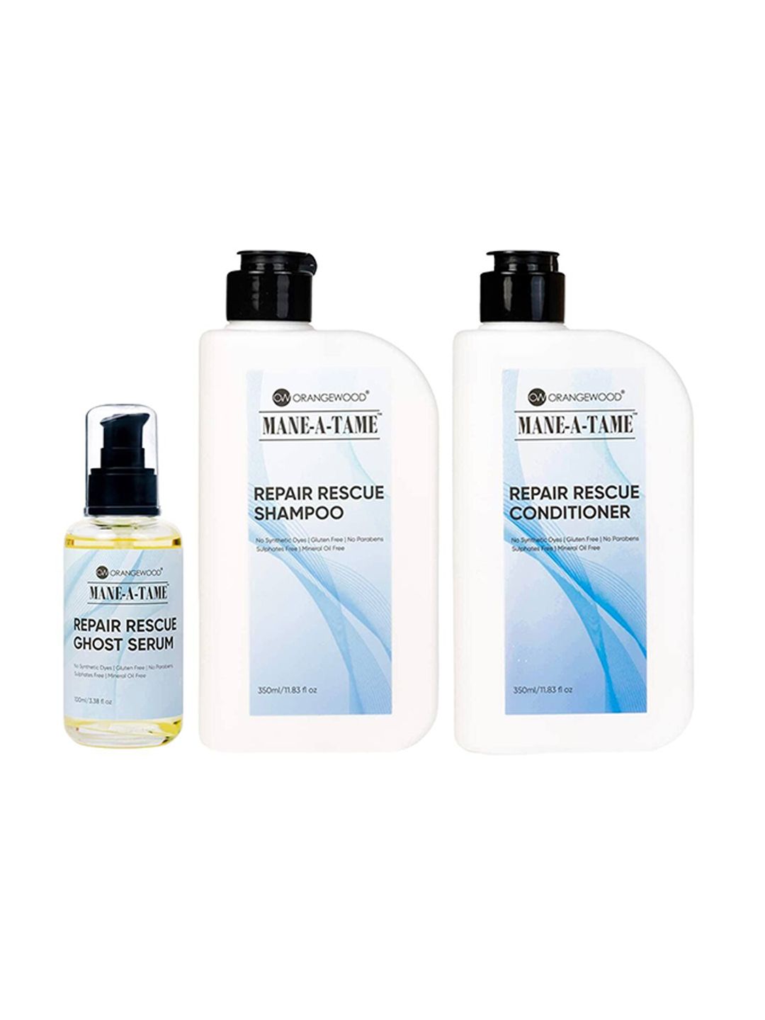 Orangewood Set Of 3 ManeATame Repair Rescue Shampoo - 350 ml- Conditioner- 350 ml & Serum-image-22