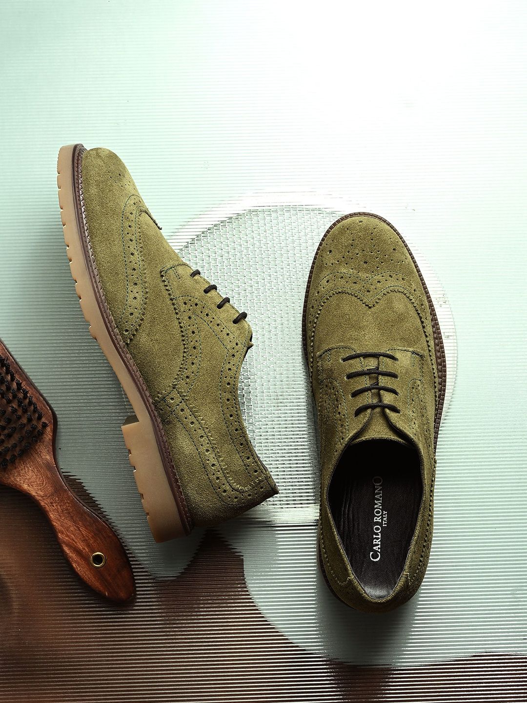 CARLO ROMANO Men Suede Leather Formal Brogues Shoes