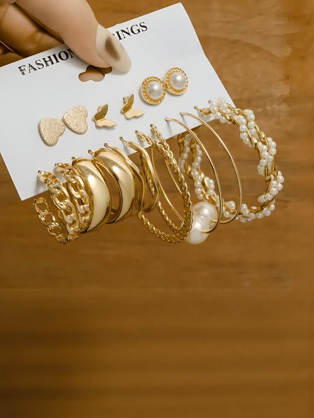 Jewelaa Gold-Plated Alloy Hoop Earrings-picture-16