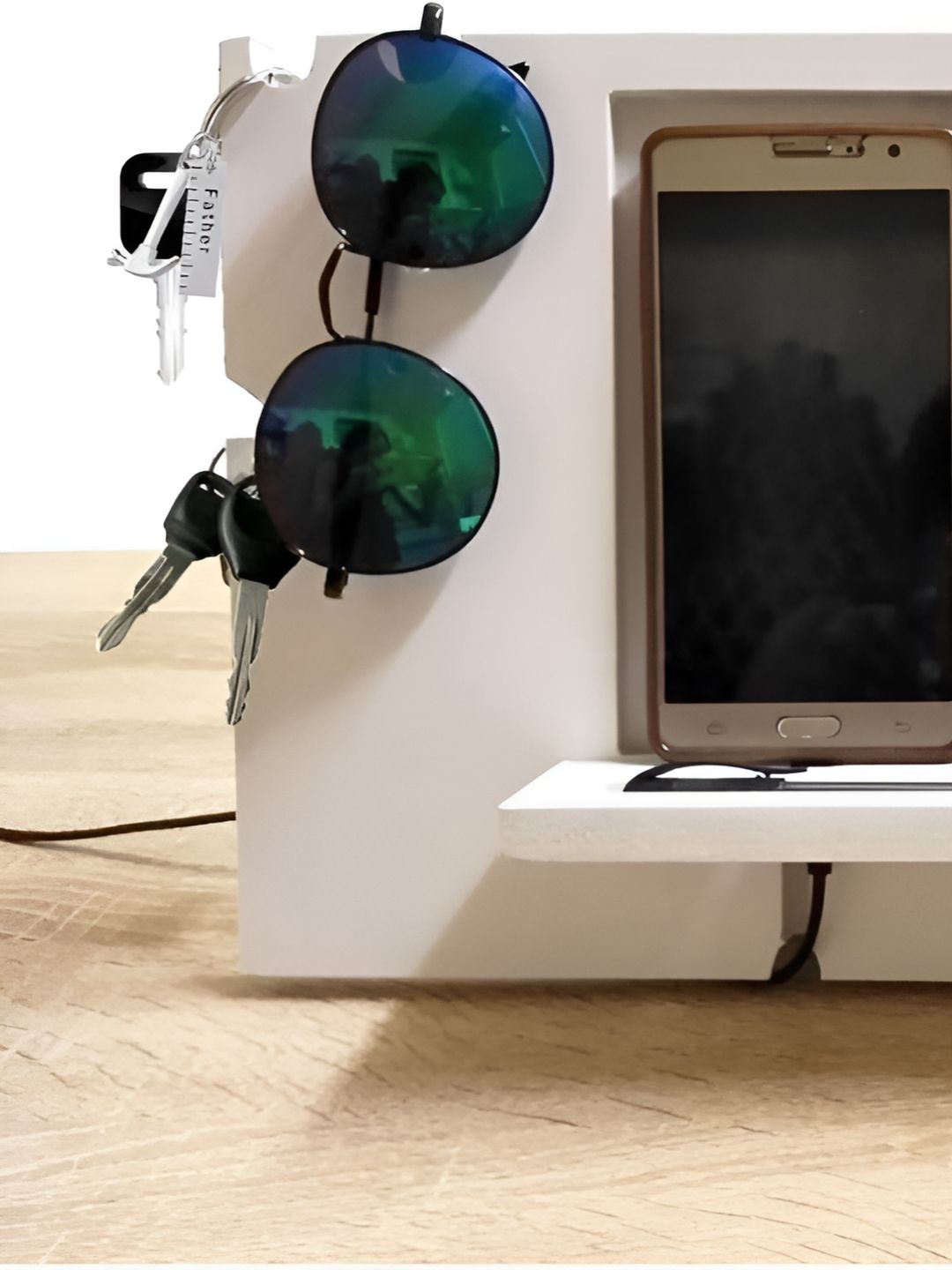 VAH Kya Bat Hai !! White Textured Wooden Multi-Utility Organisers-picture-19