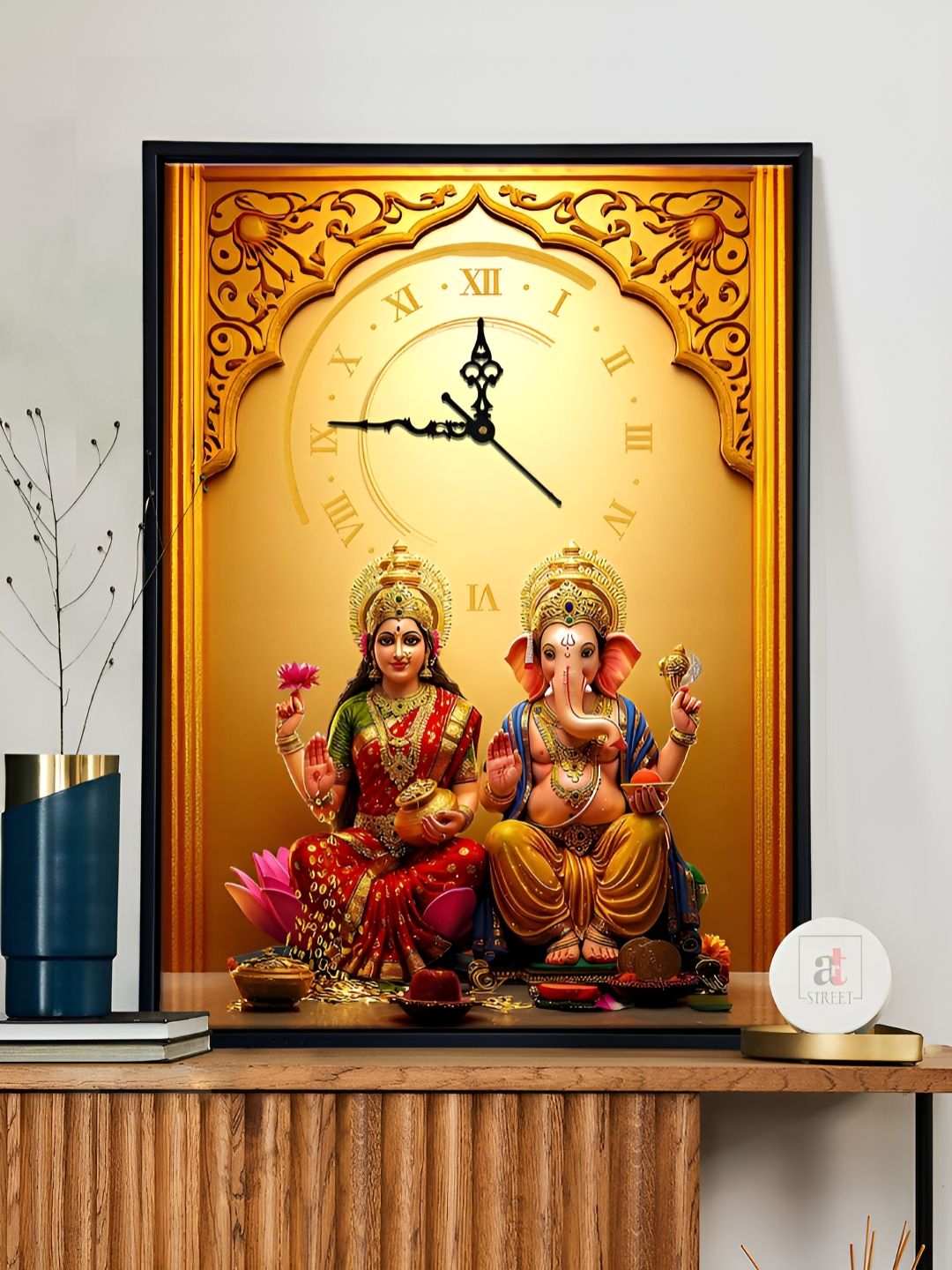 Art Street Gold-Toned Religious Canvas Wall Art with Clock-picture-36