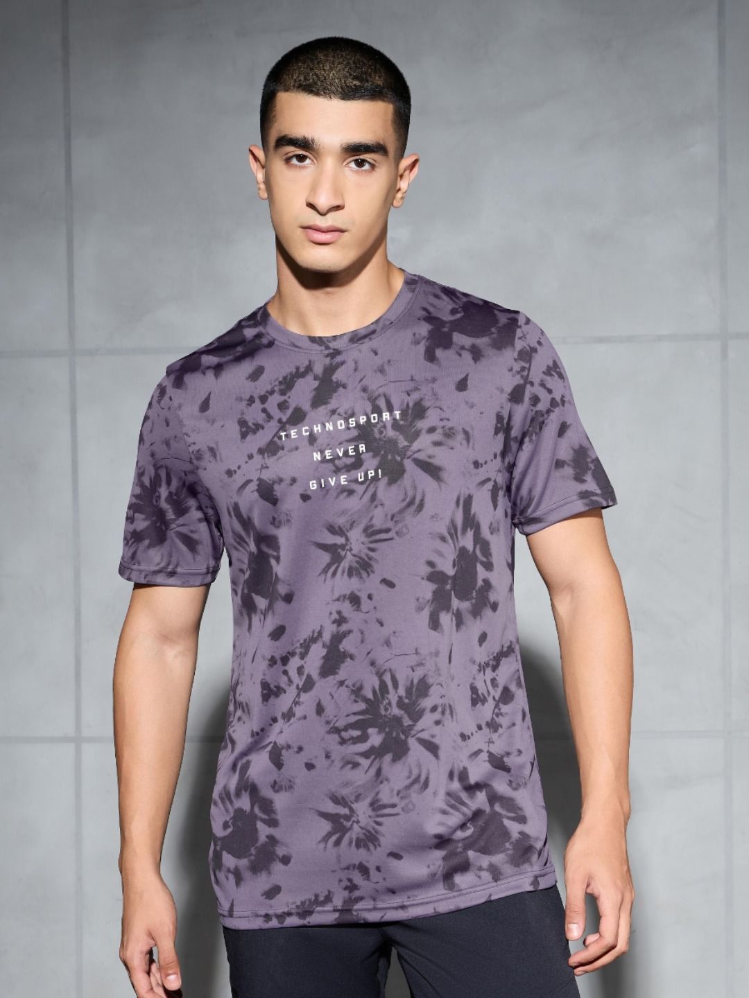 Technosport Abstract Printed Anti Static Slim Fit T-Shirt-picture-33