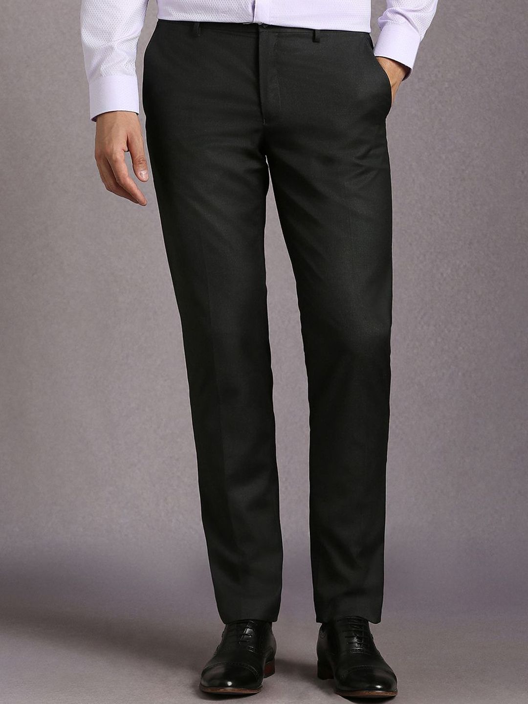 Louis Philippe Men Textured Slim Fit Formal Trousers-picture-11