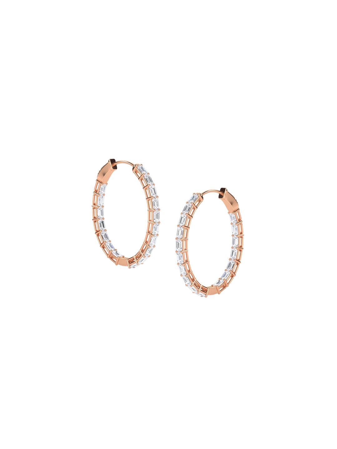 LUNA Women Rose Gold Lab Grown Diamond Hoop & Huggie Earrings I 14 kt-image-20