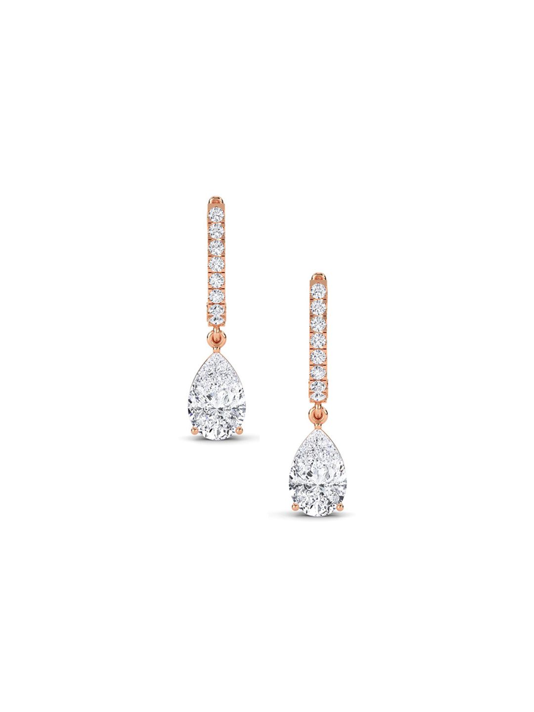 LUNA Women Rose Gold Lab Grown Diamond Studded Drop Earrings I 14 Kt-picture-36