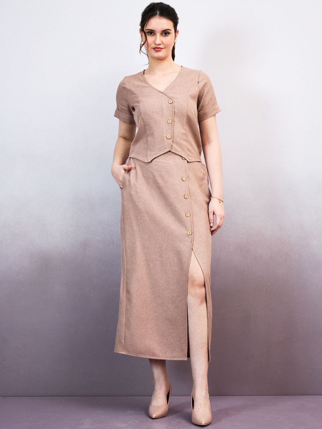 Athena Immutable V-Neck Linen Top With Skirt-picture-19