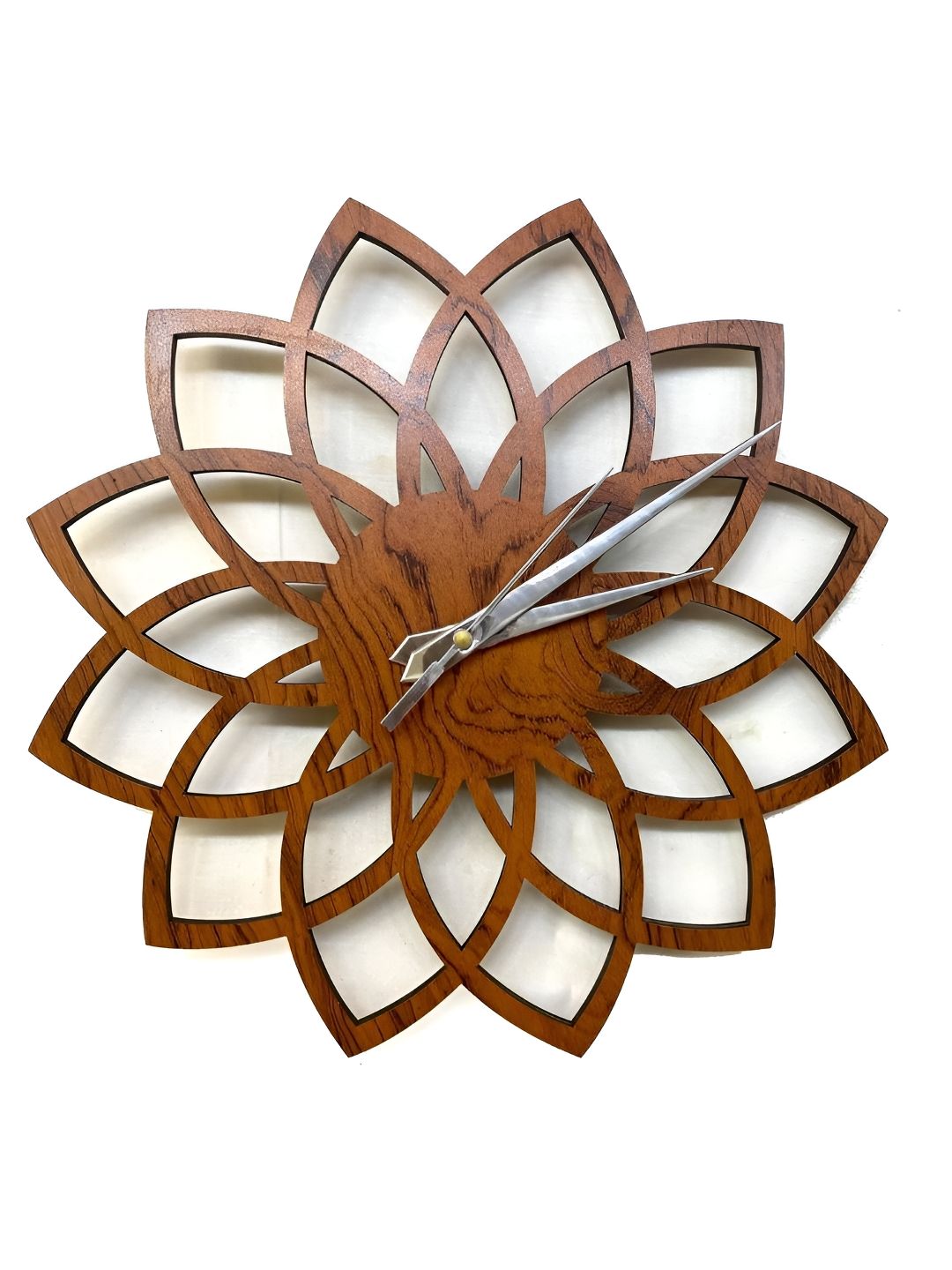 VAH Kya Bat Hai !! Brown Textured Wooden Mandala Lotus Wall Clock-picture-14