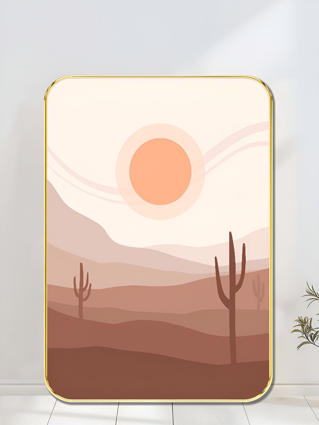 Livin'luxe Brown & Pink Desert Sunset Printed Wall Art-picture-41