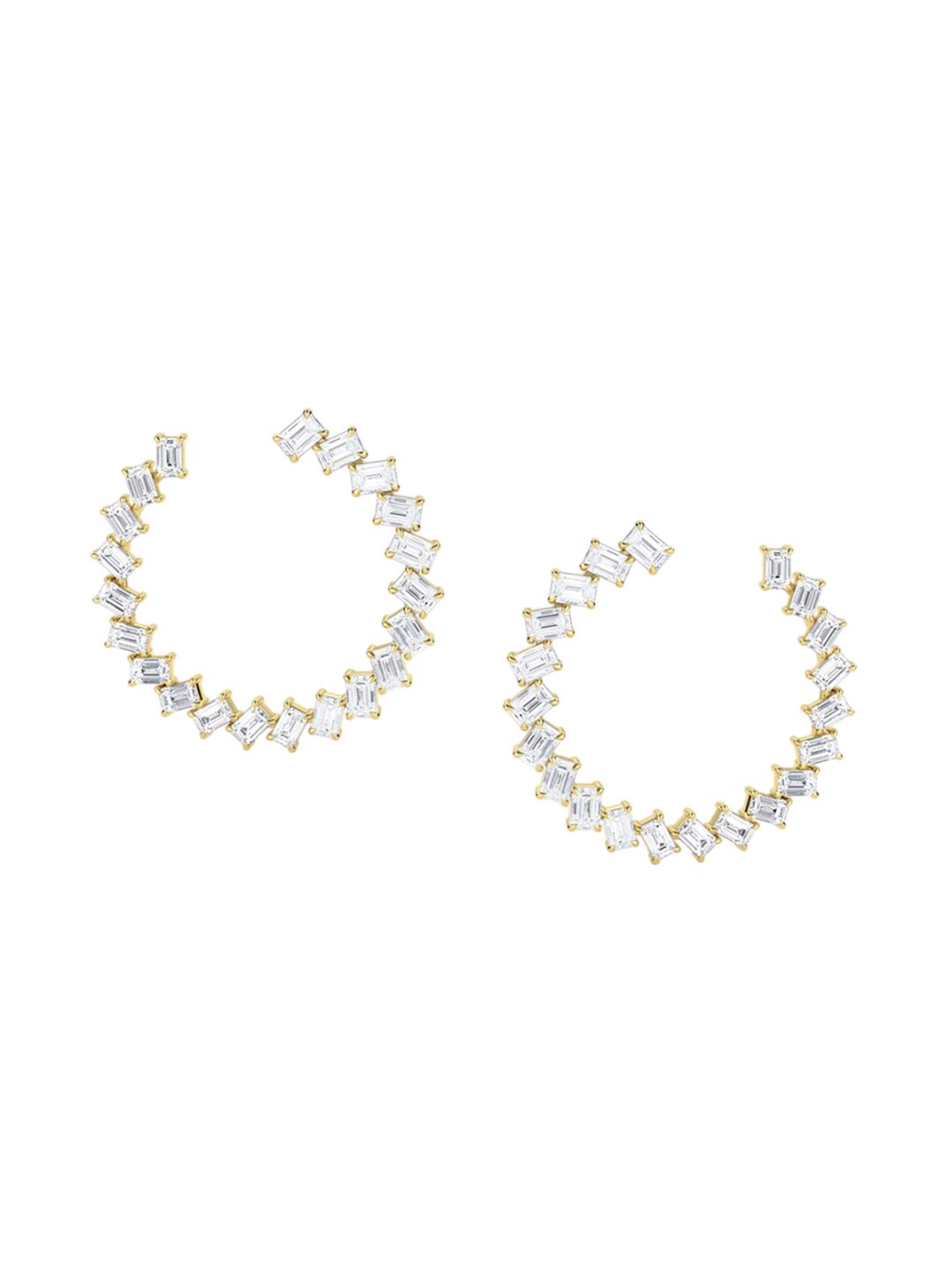 LUNA Women Yellow Gold Lab Grown Diamond Studded Hoop Earrings I 14 Kt-image-23