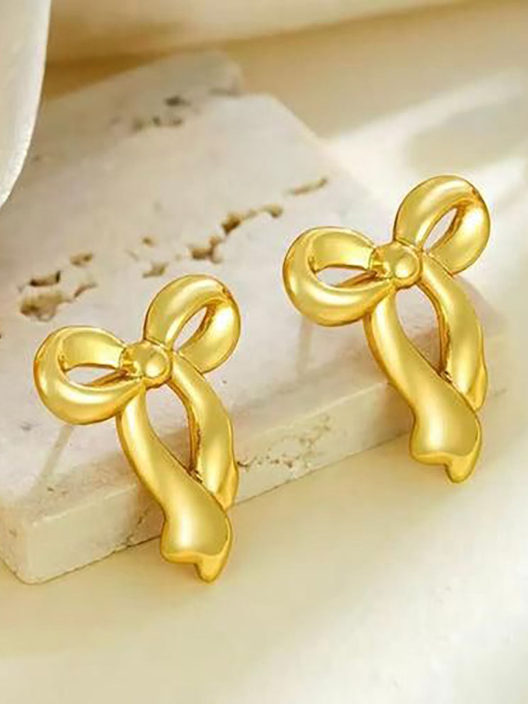 DressBerry Stainless Steel 18K Gold-Plated Bow Shaped Studs-picture-32