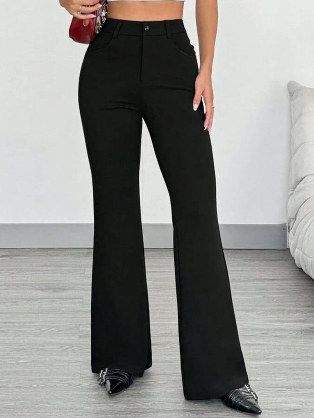 Next One Women Smart Flared High Rise Trousers-picture-17