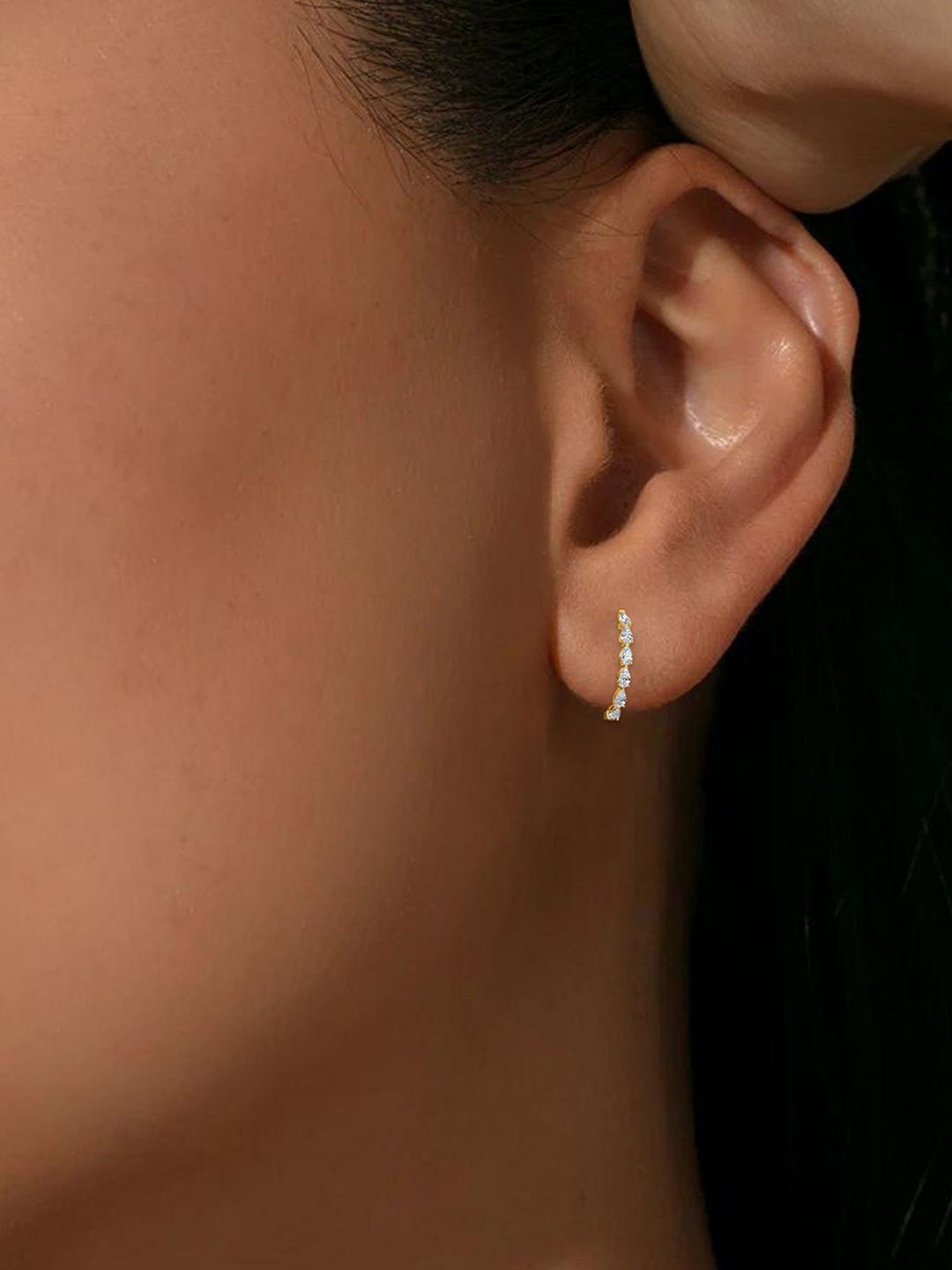 LUNA Women Yellow Gold Lab Grown Diamond Hoop & Huggie Earrings I 14 kt-picture-47