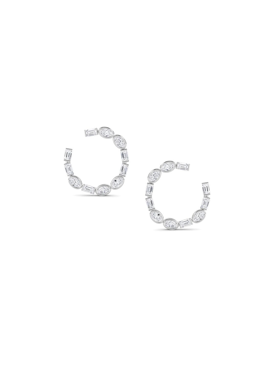 LUNA Women White Gold Lab Grown Diamond Studded Hoop Earrings I 14 Kt-image-31