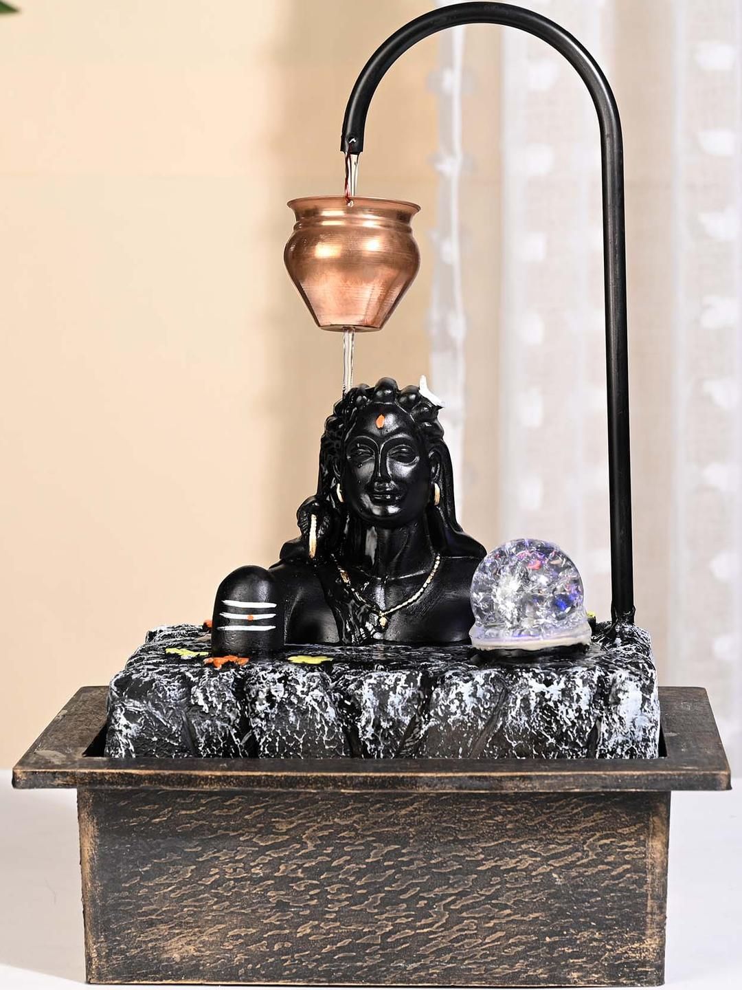 Go Hooked Table Top Lord Shiva Water Fountain with LED Crystal Ball-image-43