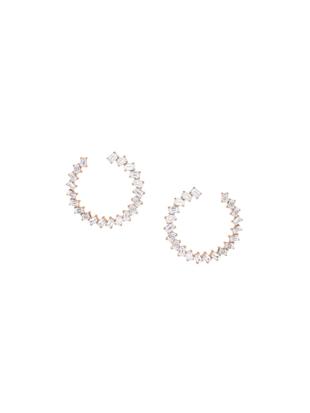 LUNA Women Rose Gold Lab Grown Diamond Studded Hoop Earrings I 14 Kt-picture-12