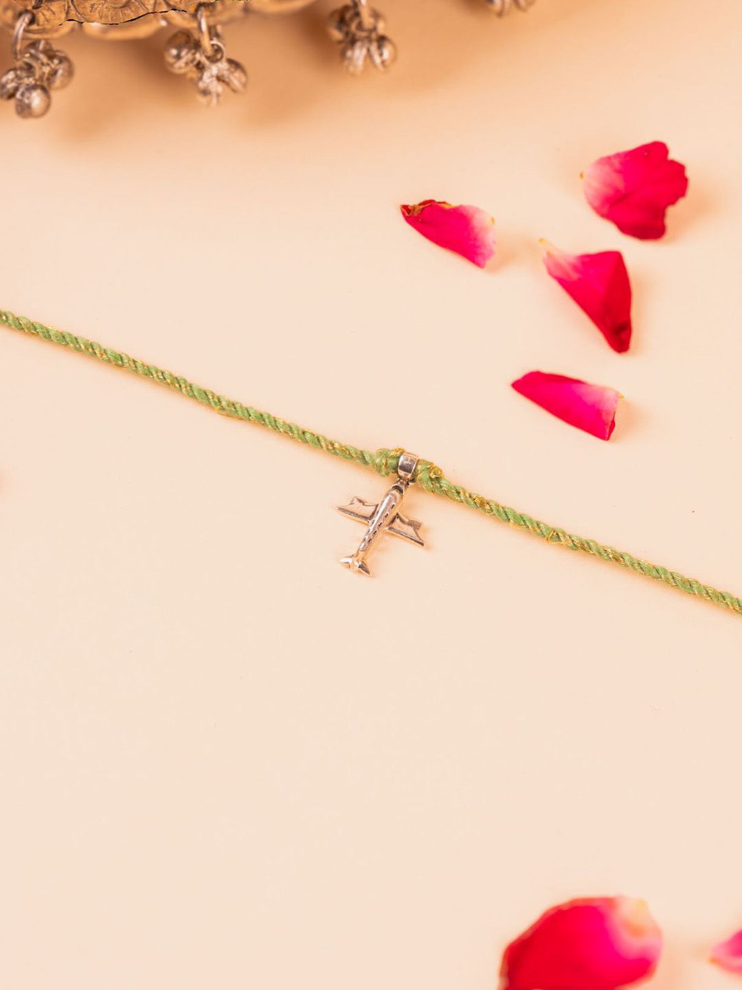 Kicky And Perky 925 Sterling Silver Aeroplane Thread Rakhi-picture-10