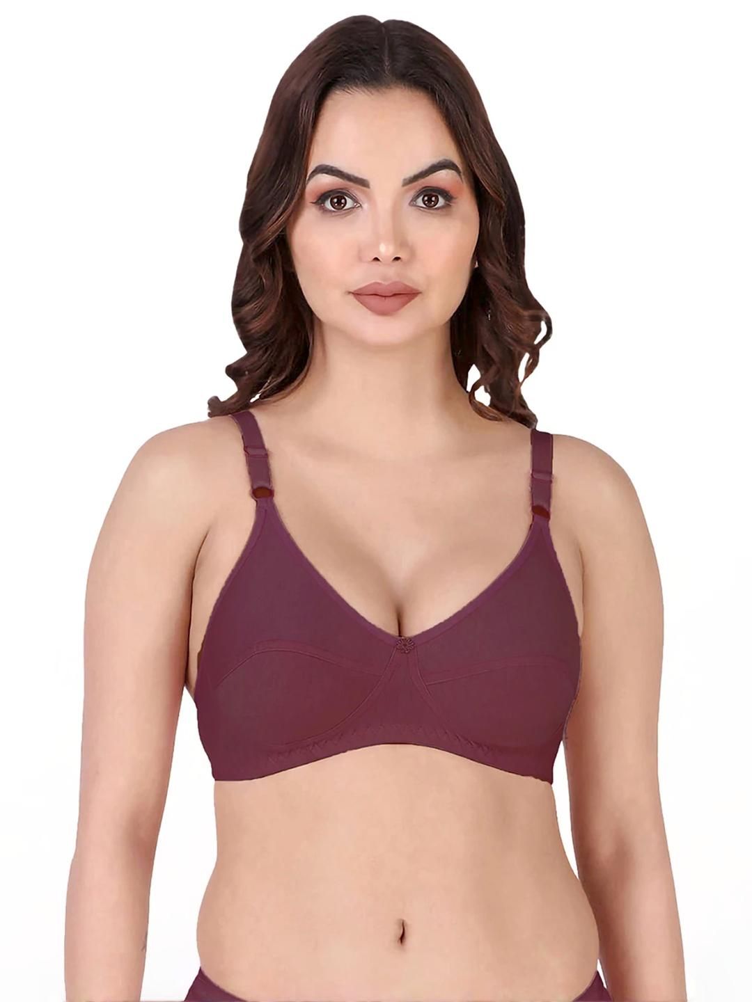 Samvar Maroon Cotton Non-Wired Non Padded Minimizer Bra-picture-18