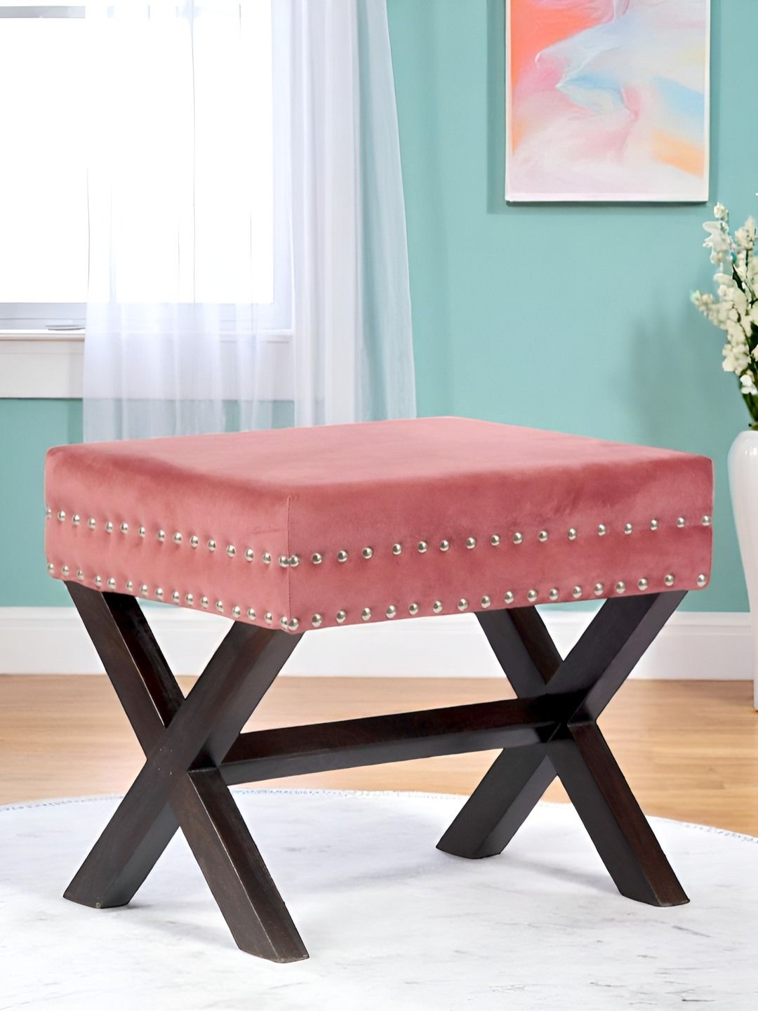 Ikiriya Pink Wooden Rectangle Ottomans-picture-10