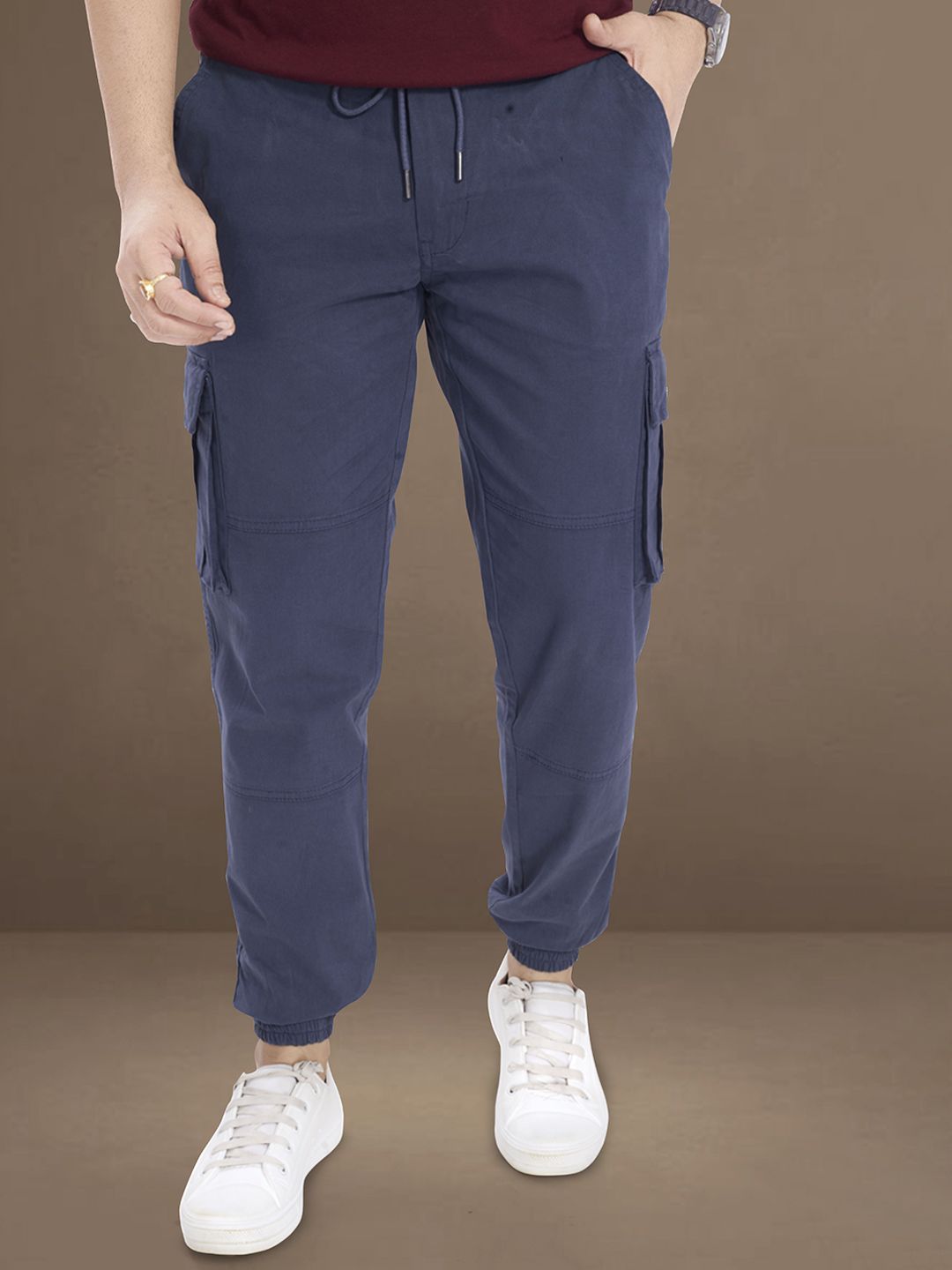 THE BEETEL HOUSE Men Soid Carrot Easy Wash Cargos Trousers-picture-24
