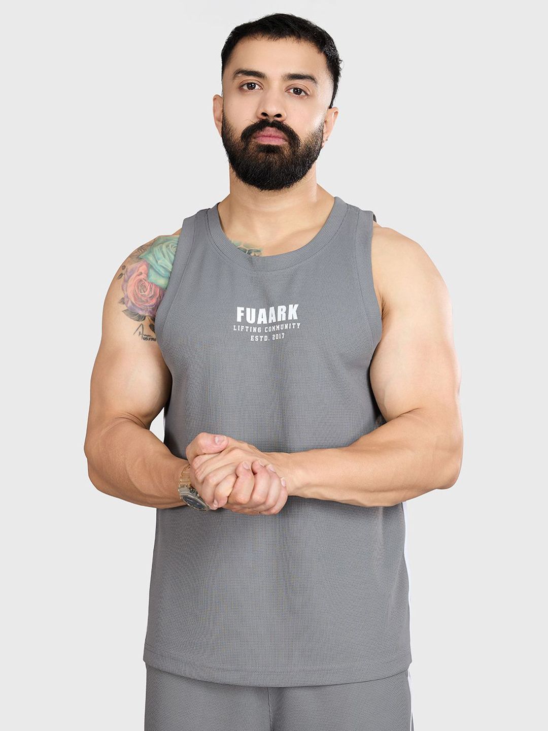 FUAARK Printed Drip Oversized Fit Gym & Workout Vest 1Drip Oversized Tank Dark Grey-S-picture-40