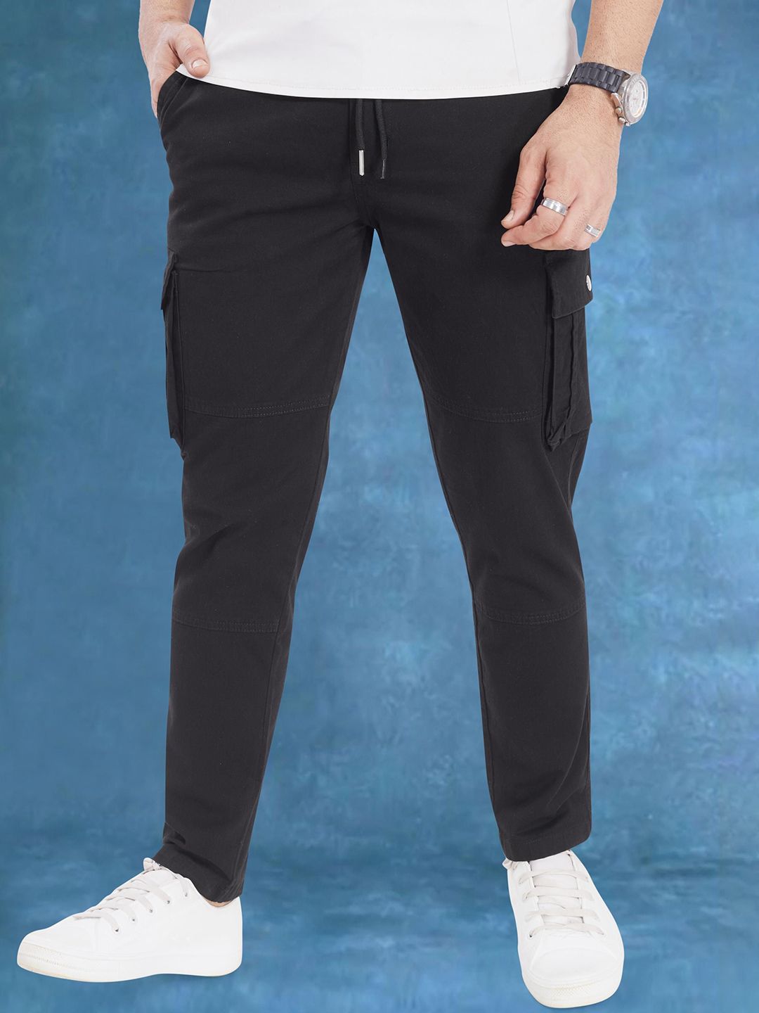 THE BEETEL HOUSE Men Relaxed Straight Leg Regular Fit Cargos Trousers-picture-34