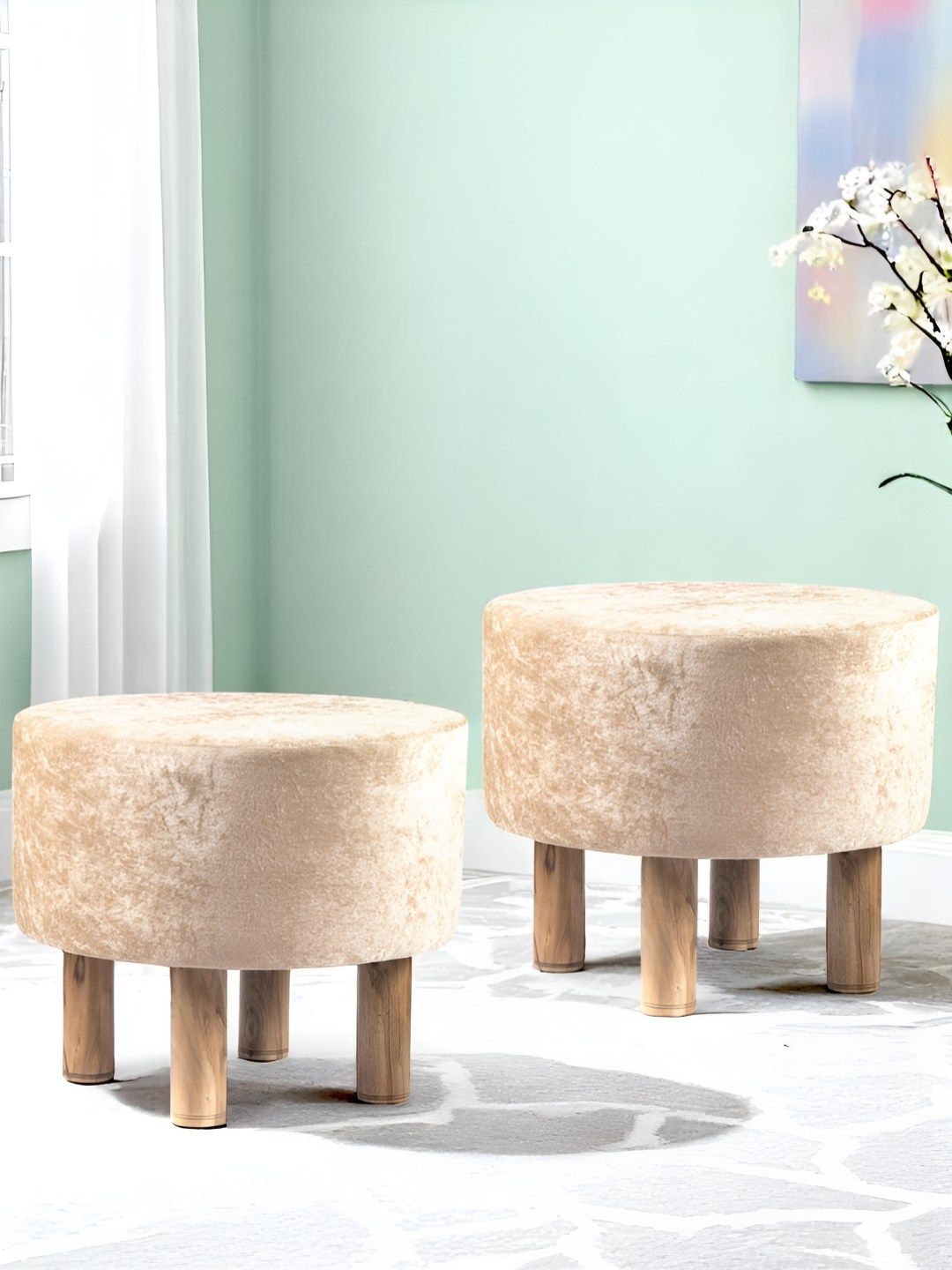 Ikiriya Pack Of 2 Beige Wooden Ottomans-image-35
