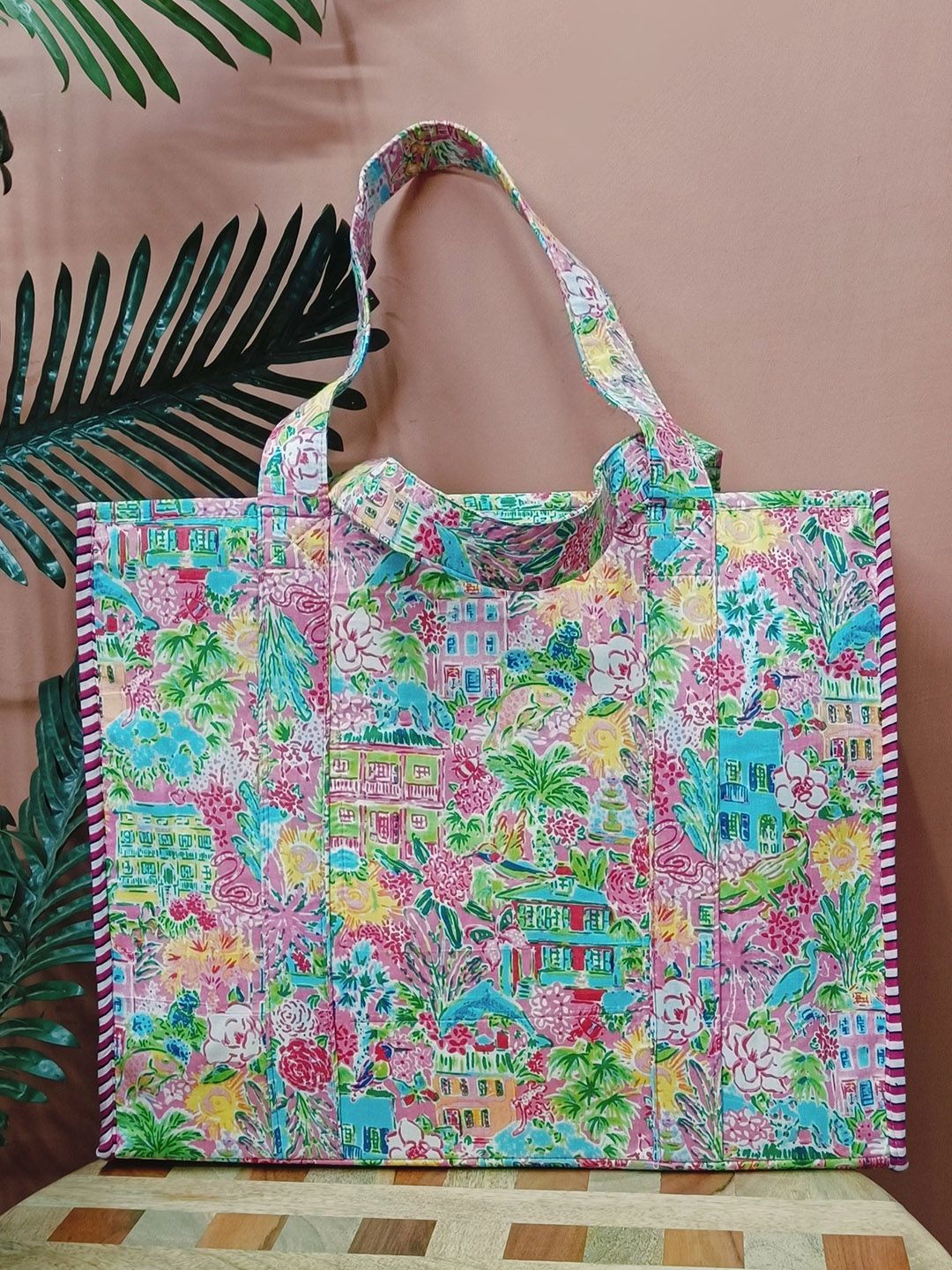 Gulaab Jaipur Unisex Floral Printed Oversized Shopper Tote Bag-picture-56