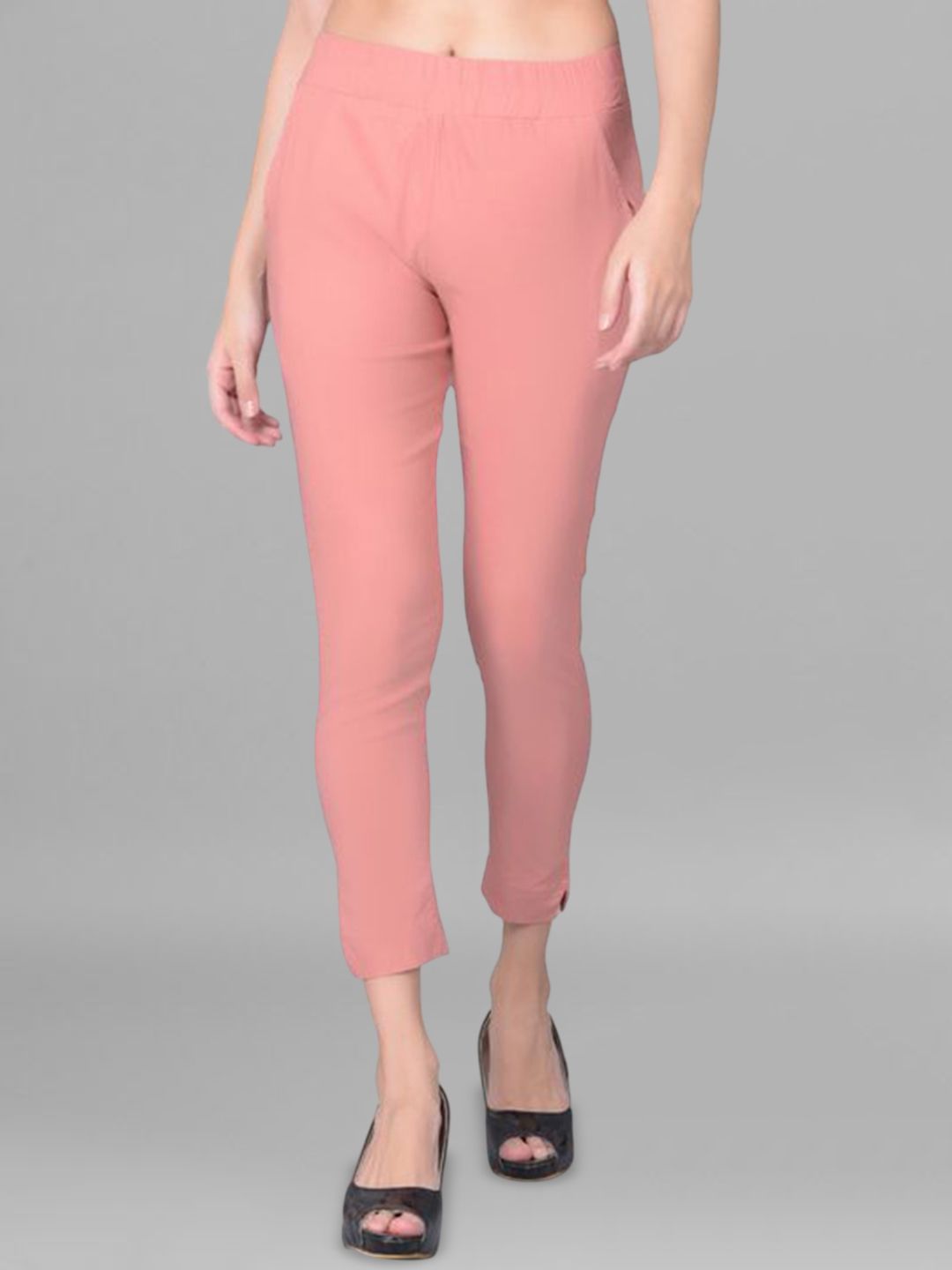 Comfort Lady Women Slim Fit High-Rise Cotton Cigarette Trousers-picture-2