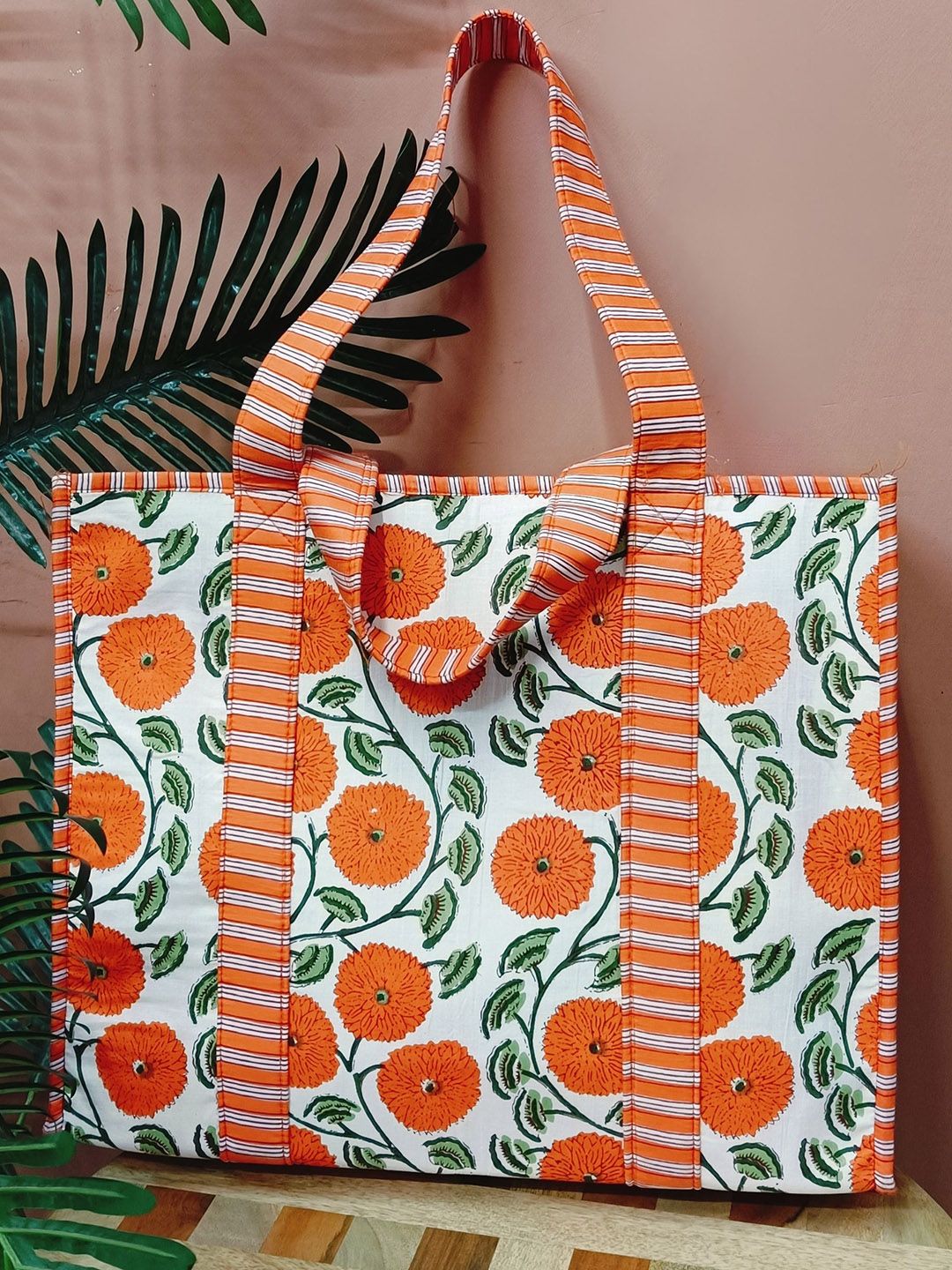 Gulaab Jaipur Unisex Floral Printed Oversized Structured Tote Bag-picture-39