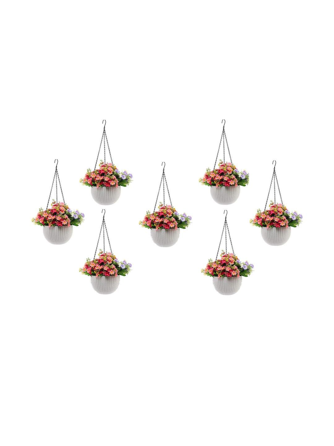 Go Hooked 7 Pieces Rattan Hanging Planters Pot with Metal Hanging Chain-picture-7