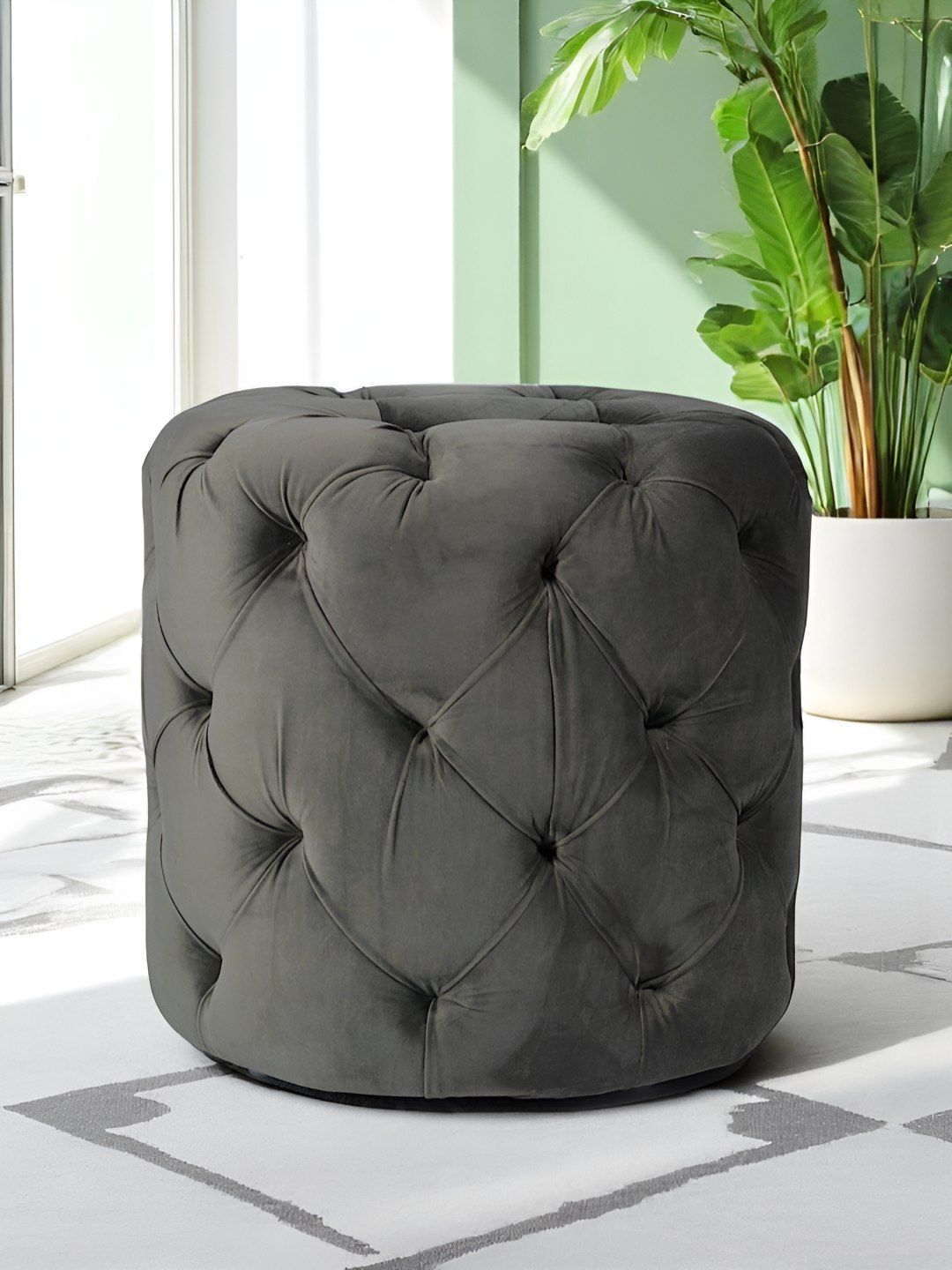 Ikiriya Grey Wooden Round Ottomans-image-34