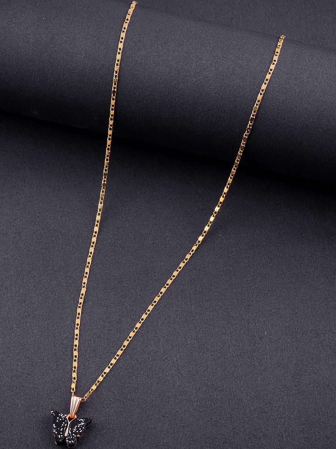 DressBerry Gold-Plated Butterfly Shaped Pendant With Chain-image-33