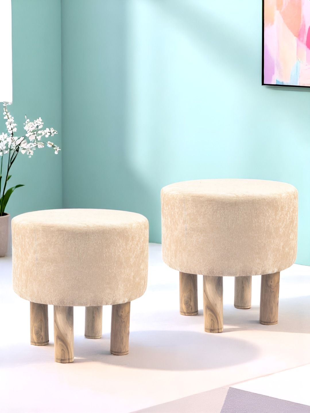 Ikiriya Pack Of 2 Beige Wooden Ottomans-picture-28