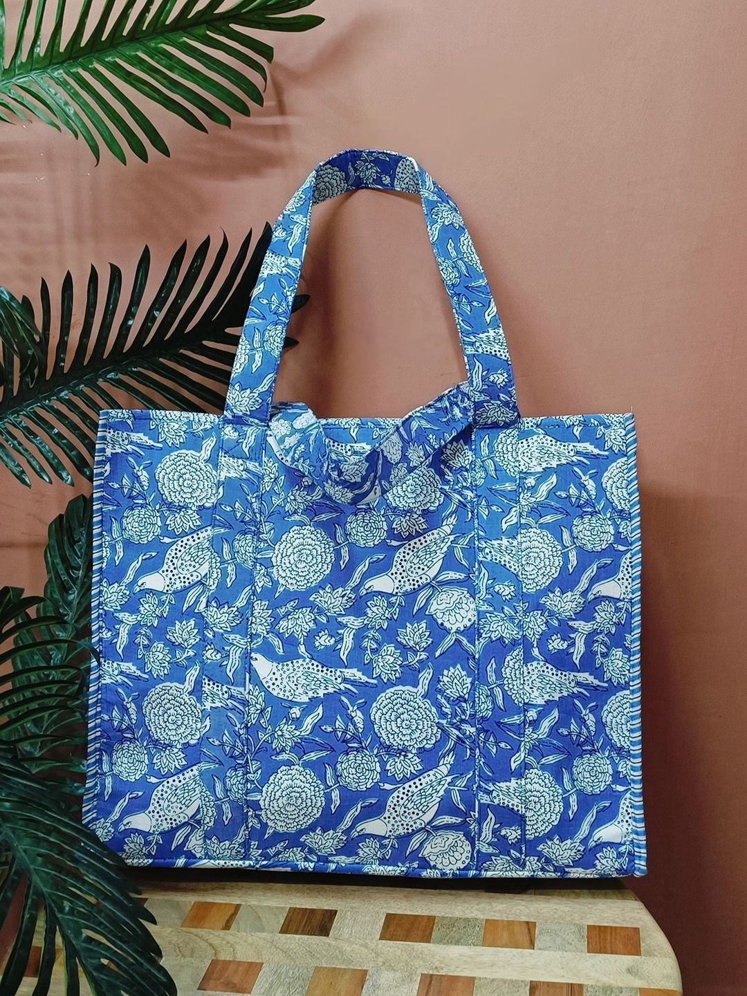 Gulaab Jaipur Unisex Floral Printed Oversized Structured Tote Bag-image-32