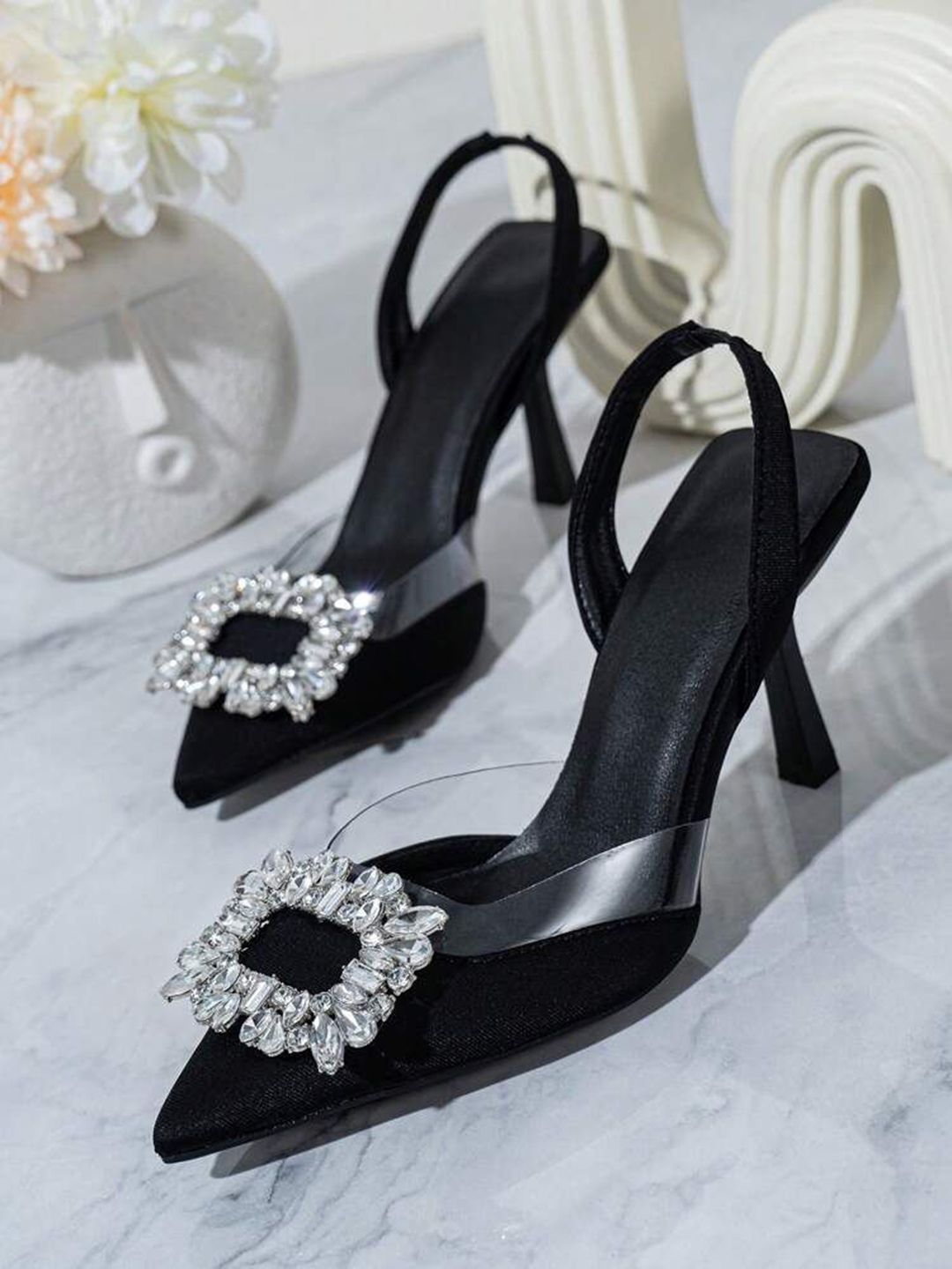 PURPLEHUNT Women Embellished Slim Heel Pointed Toe Pumps-picture-34