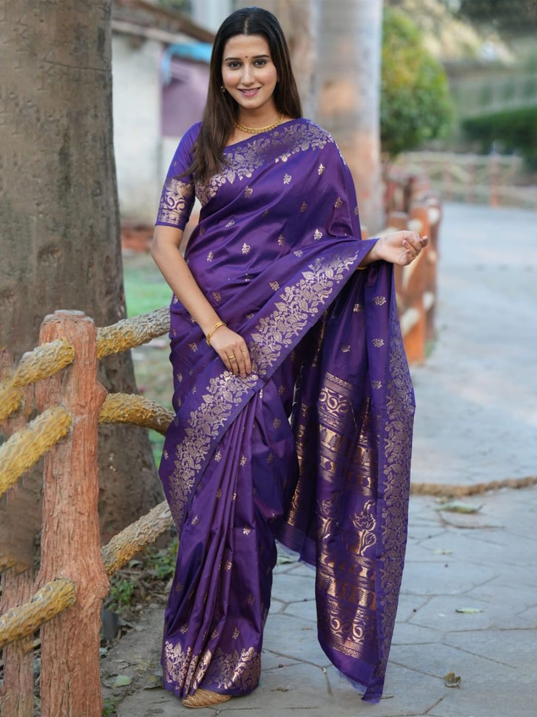 all about you Woven Design Zari Pure Silk Kanjeevaram Saree-picture-24