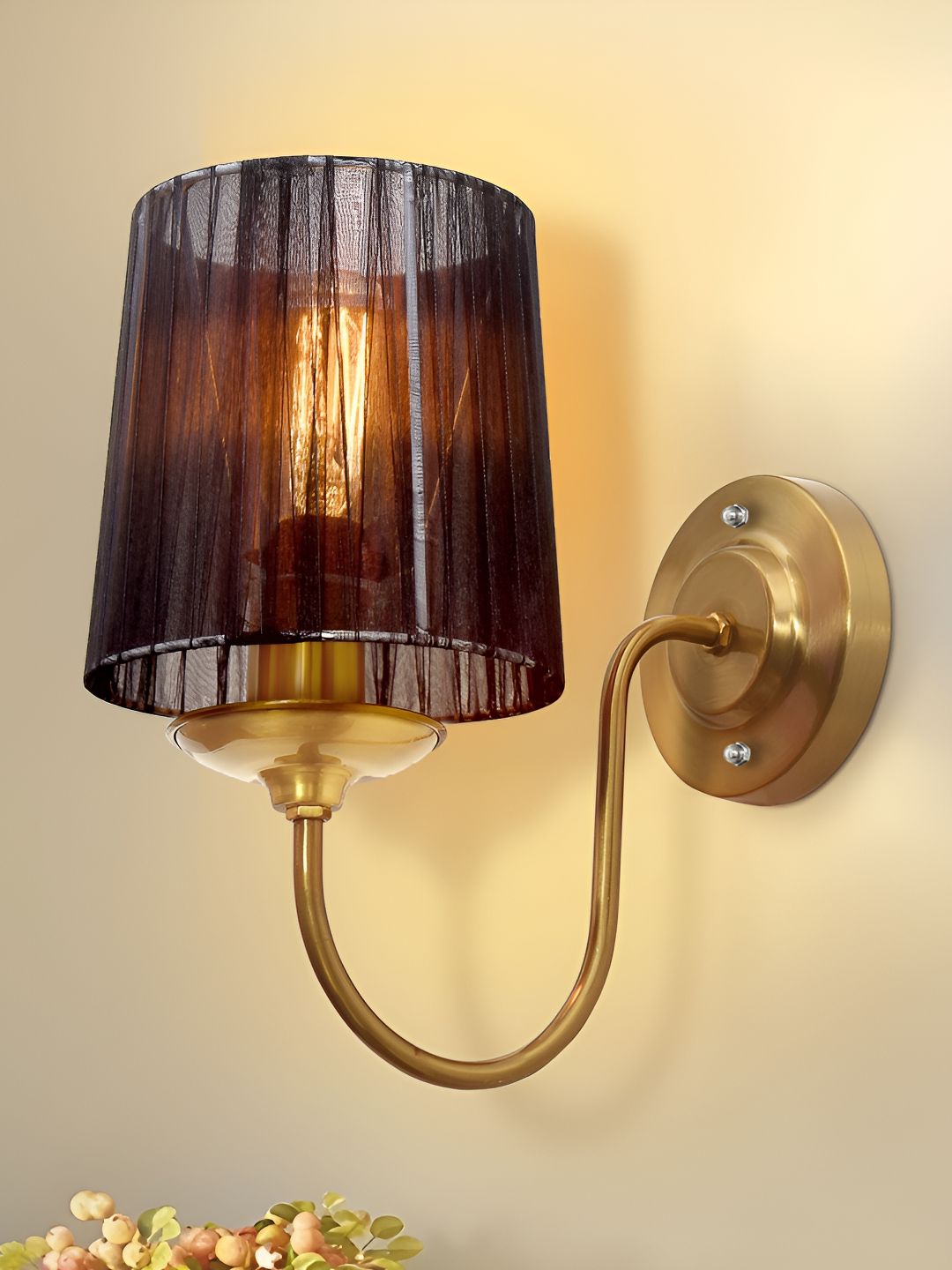Homesake Gold-Toned & Black Metal Frustum Shaped Wall Lamp-picture-17