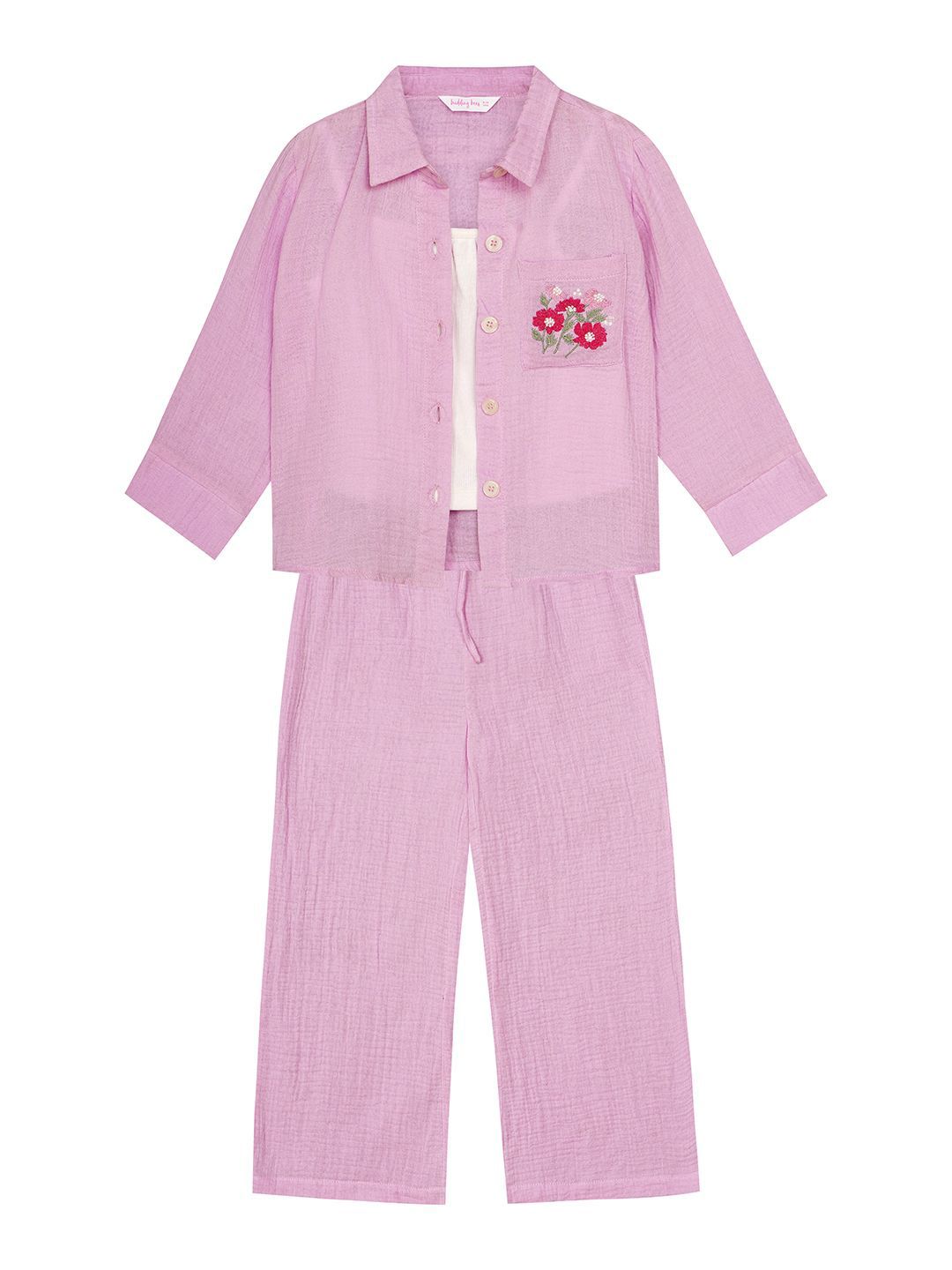 Budding Bees Girls Embroidered Pure Cotton Shirt With Trousers & Top-picture-24