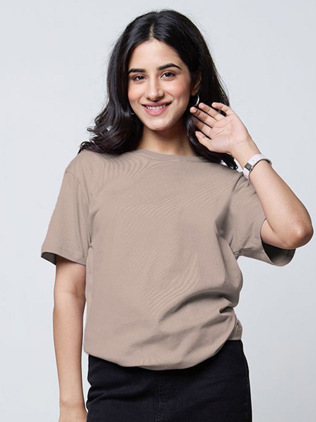 dky LoveDky Women Solid Round Neck Cotton T-shirt-picture-13
