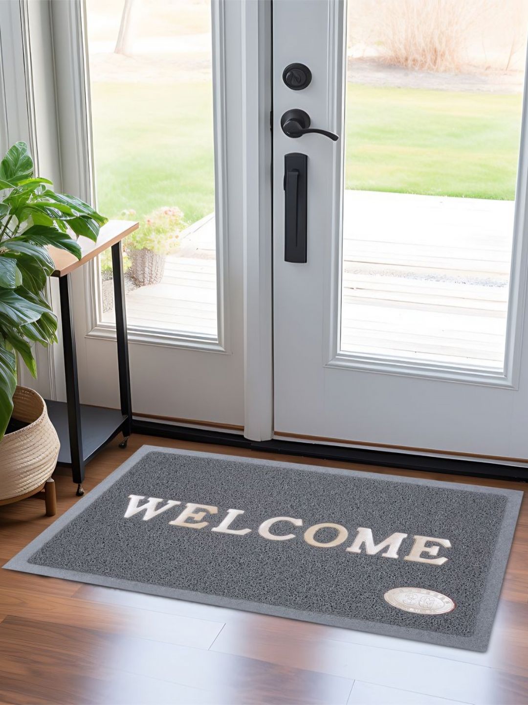 AAZEEM Grey & Beige Textured Anti-Skid Welcome Doormat-picture-11