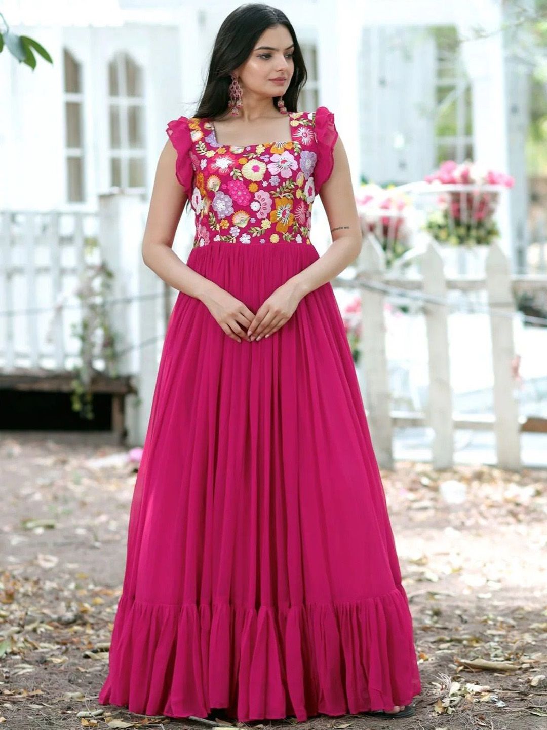 FoxDX Embroidered Gown Maxi Dress-image-29
