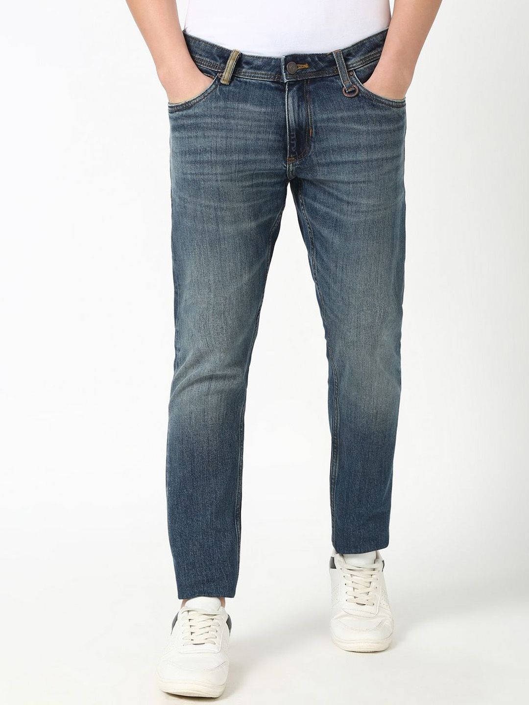 Peter England Casuals Men Tapered Fit Mid-Rise Light Fade Jeans-picture-22