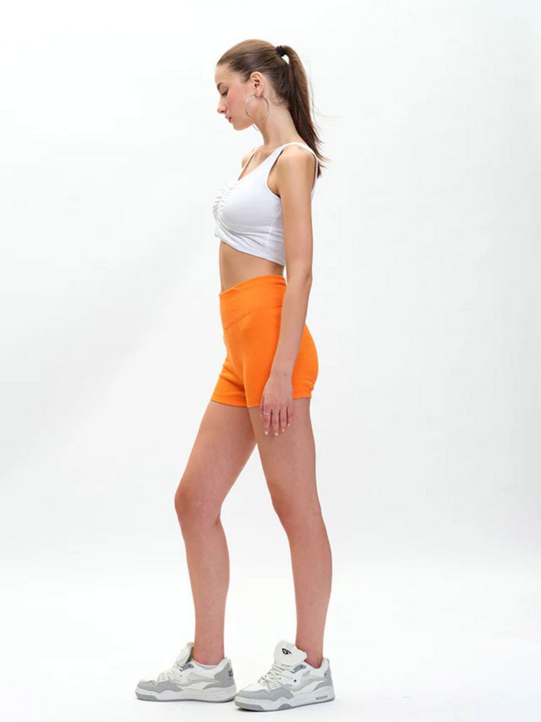 Bonkers Corner Women Slim Fit Low-Rise Orange Biker Shorts-picture-15
