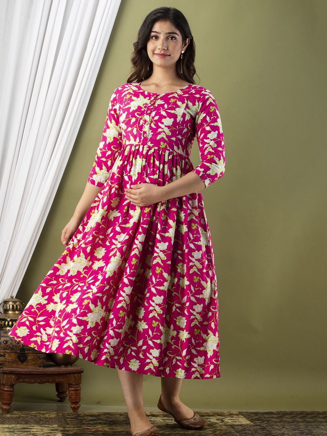Tulsiram Printed Maternity Ethnic Dress-image-9