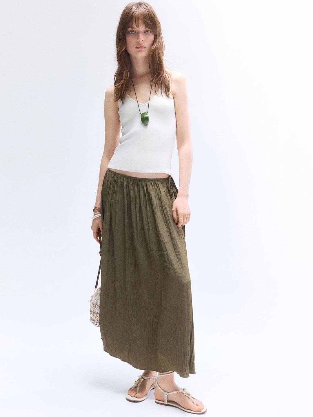 H&M Crinkled Twill Skirt