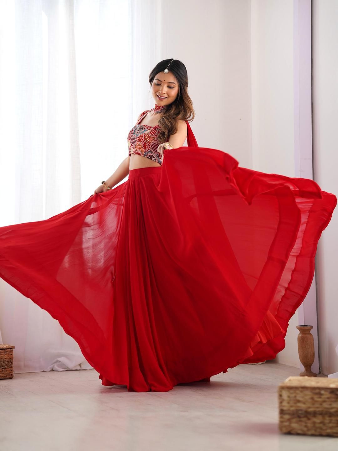 CaniBani Embroidered Sequinned Ready to Wear Lehenga & Blouse With Dupatta-picture-16