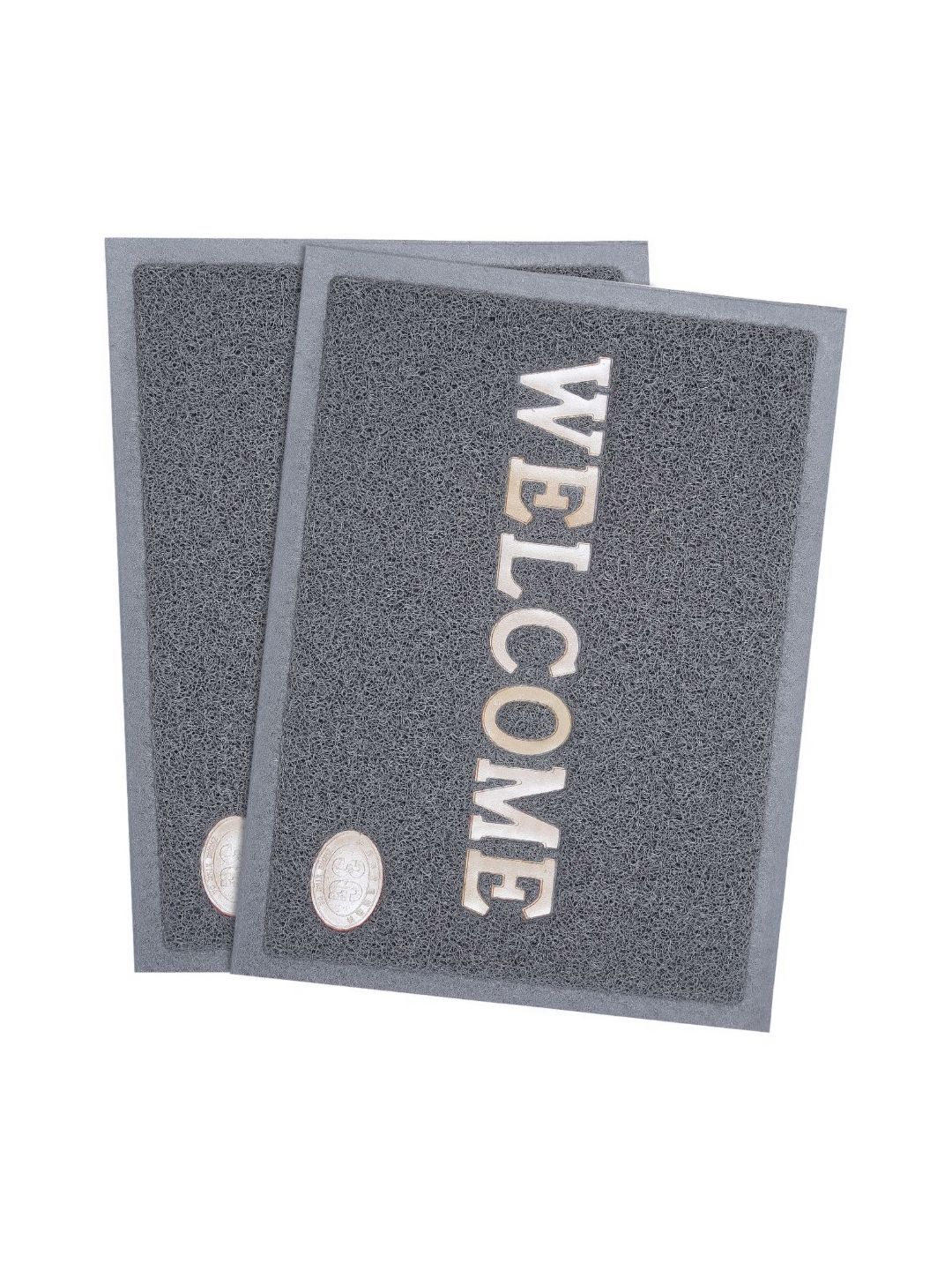 AAZEEM 2Pcs Grey & Beige Textured Anti-Skid Welcome Doormats-picture-13