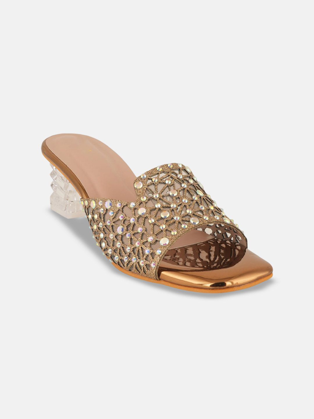 Rubeezz Embellished Square Toe Block Sandals-picture-40