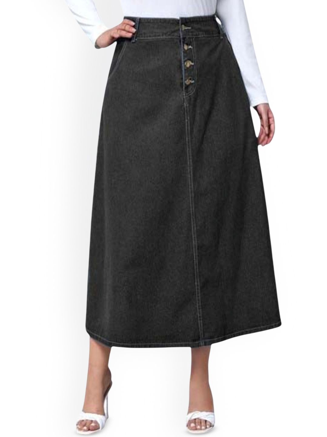 Tripursundari Fashion Denim A-Line Maxi Skirt-picture-13